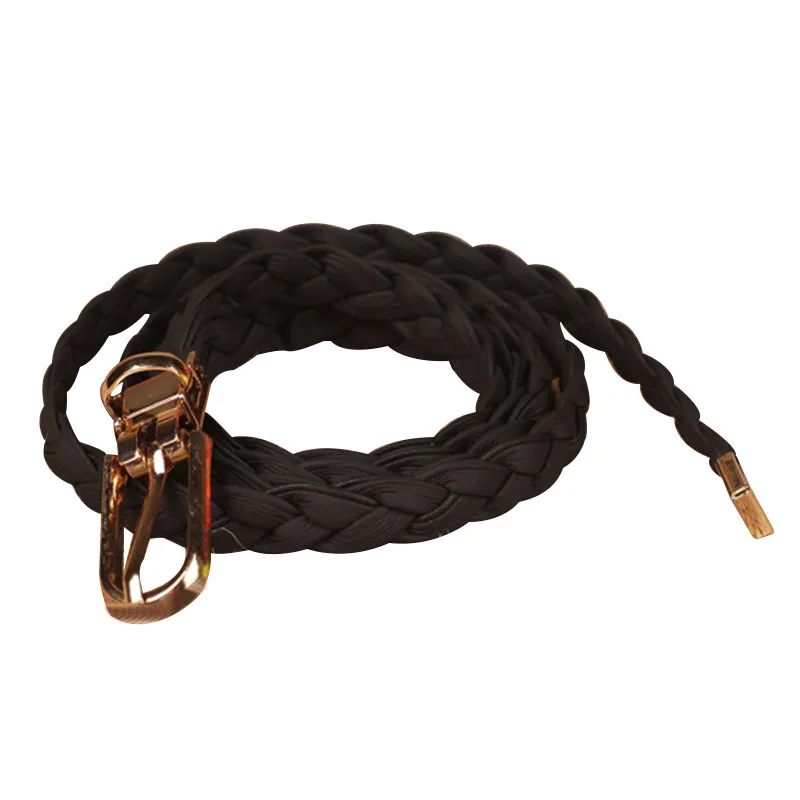 Женский ремень яркого цвета модный плетеный однотонный из сплава с пряжкой