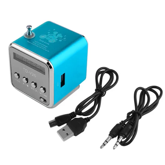 Портативный алюминиевый сплав микро USB мини стерео супер бас динамик Ubwoofer Musica MP3/4 FM радио приемник - Цвет: Blue