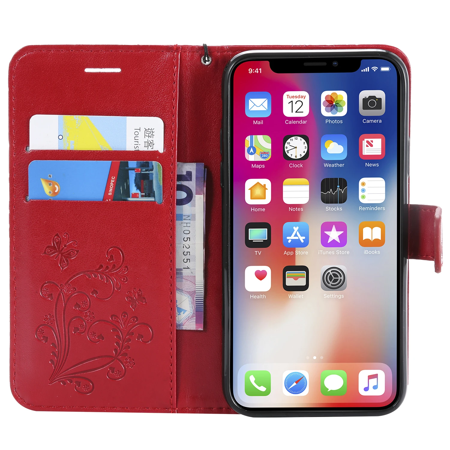 Чехол с бабочкой для iPhone 5 6 7 8 XS Max Plus X XR Стильный чехол книжка кошелек флип кожа