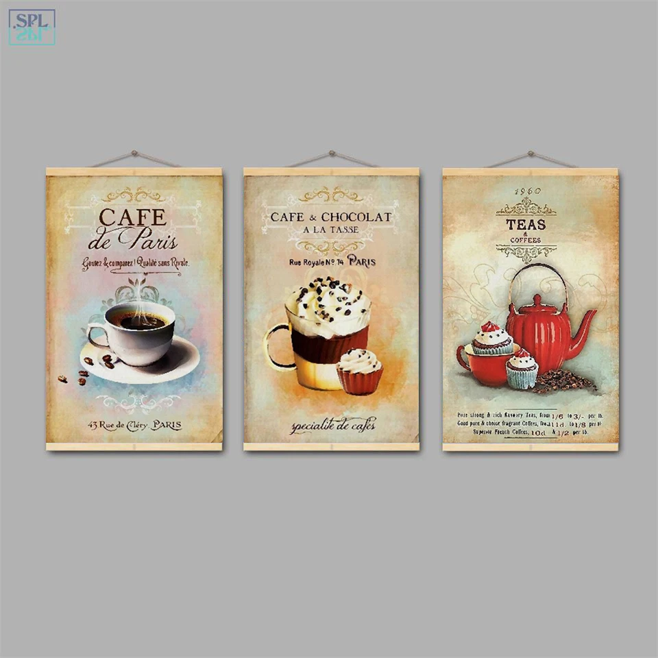 SPLSPL Abstract Ornamentation Retro Kitchen Room Decor Coffee Dessert Wall Art A4 Print Canvas Poster and Painting | Дом и сад