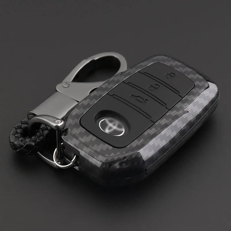 black 2 Для Toyota Hilux Fortuner Land Cruiser Camry углеродного волокна дистанционного ключа чехол Fob чехол-накладка мягкий чехол держатель 3 кнопки - Название цвета: black 2