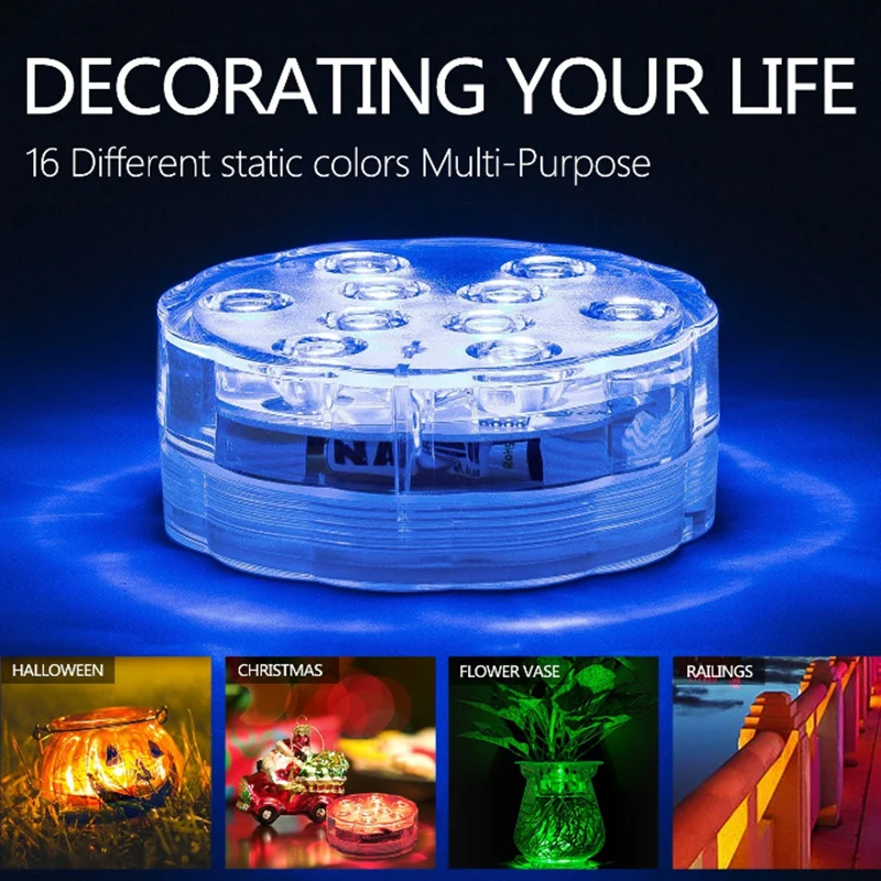 10 светодиодов с дистанционным управлением RGB погружной светодиодный светильник с батареей подводный ночной Светильник ваза чаша Открытый сад вечерние водонепроницаемый Декор