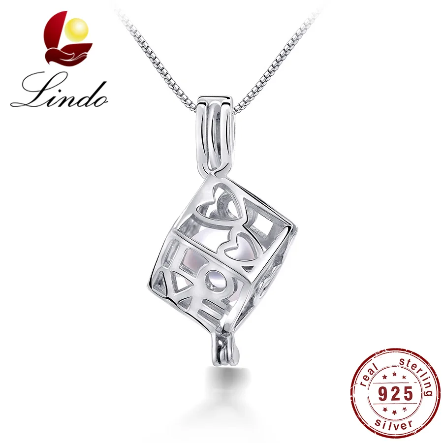 Lindo серебро 925 пробы с пресноводным жемчугом клетка подвесной диффузор Женская