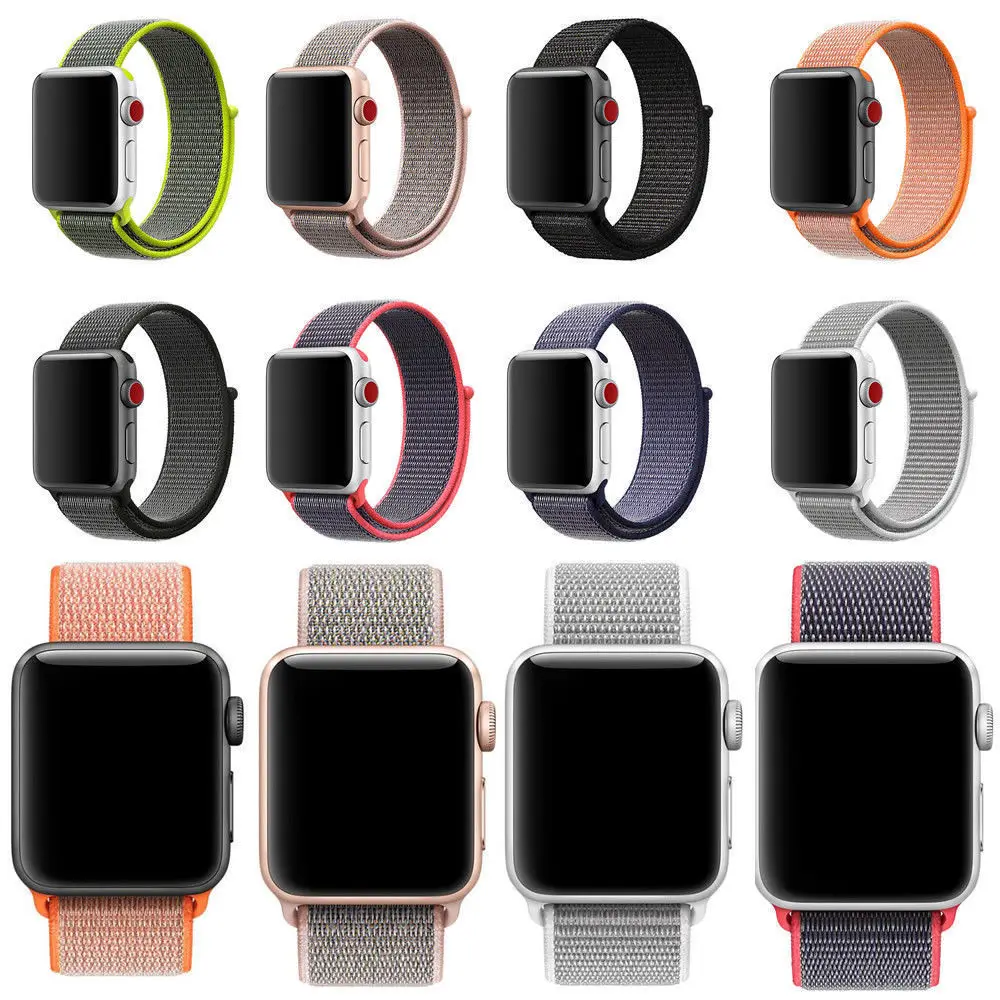 Нейлоновая тканая Спортивная Петля Браслет ремешок для часов Apple iWatch серии 4 3 2