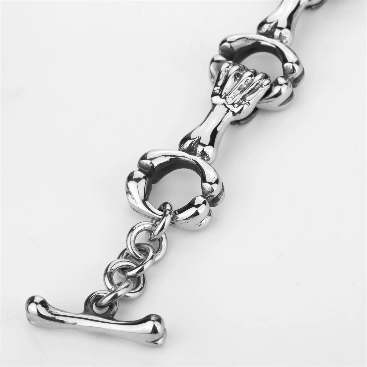 Мужской браслет с черепом и цепочкой из нержавеющей стали байкерские ювелирные