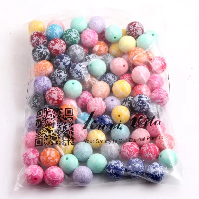 Акриловые однотонные бусины с белым цветком оптовая продажа 20 мм 100 шт. для детей