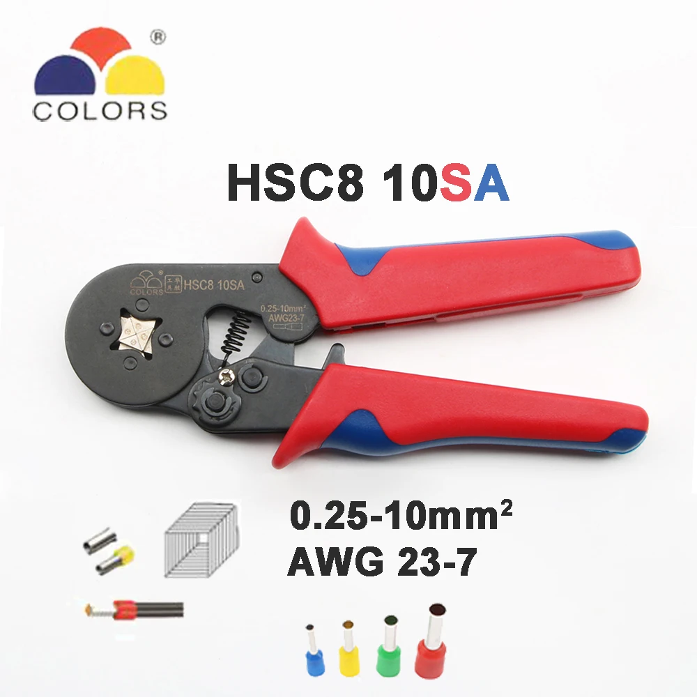 10SA HSC8 6-6A шестигранные мини-типа саморегулируемые обжимные плоскогубцы 0,25-6 мм обжимные инструменты многофункциональные плоскогубцы для коннектора 23-10 AWG 10S - Цвет: 10SA