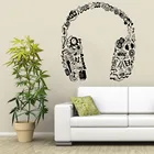Виниловая наклейка на стену с изображением музыкальных серий, наушников, музыкальных нот, племенных узоров, для дома, виниловый Декор для спальни, художественные обои, Y-970