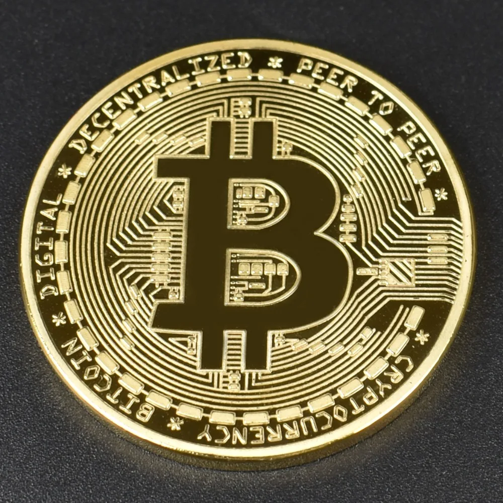 Позолоченная монета биткоинов с подарочной коробкой металлическая памятная