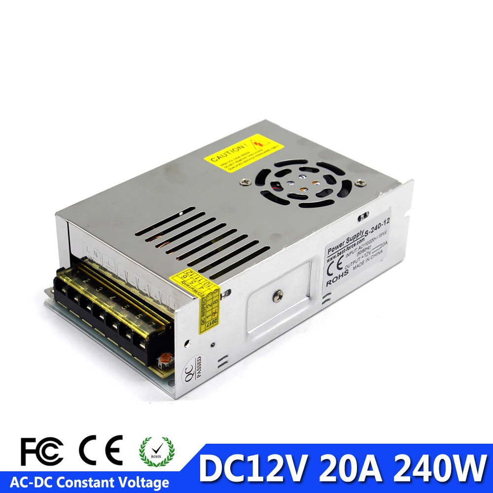 Одиночный выход DC 12 В импульсный источник питания 110 220 AC к DC12V 20A 240 Вт светодиодный