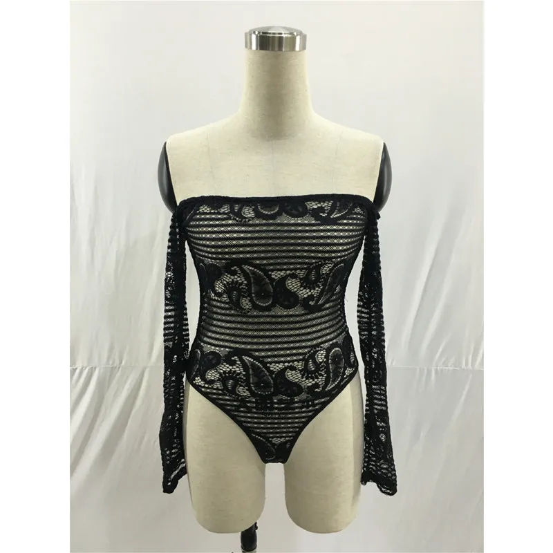 FK1477 женские сексуальные прозрачные Боди Комбинезоны с открытыми плечами и