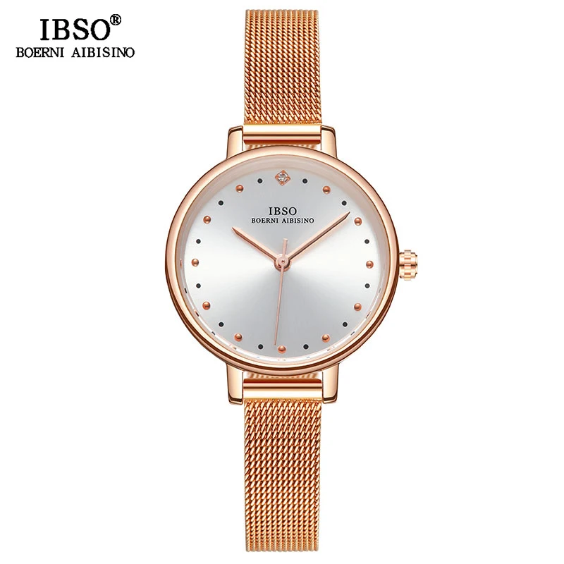 

Оригинальные женские часы IBSO, кварцевые часы из нержавеющей стали, розовое золото, 2019