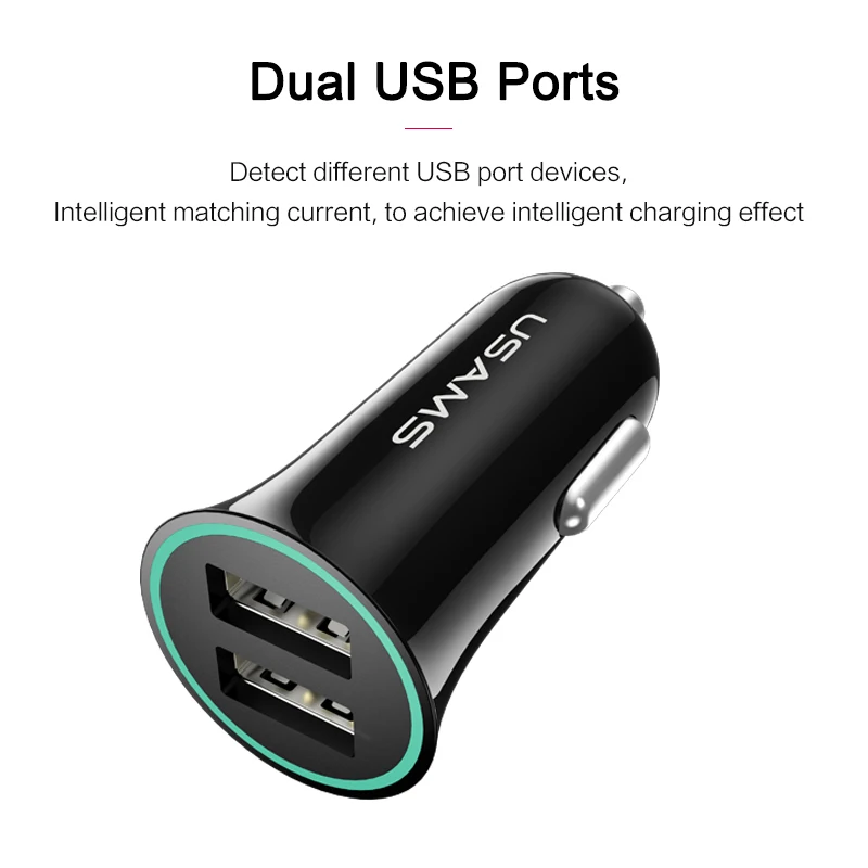 USAMS Автомобильное Зарядное Устройство Макс 2.1A Dual USB Порт Moblile Адаптер Телефона для