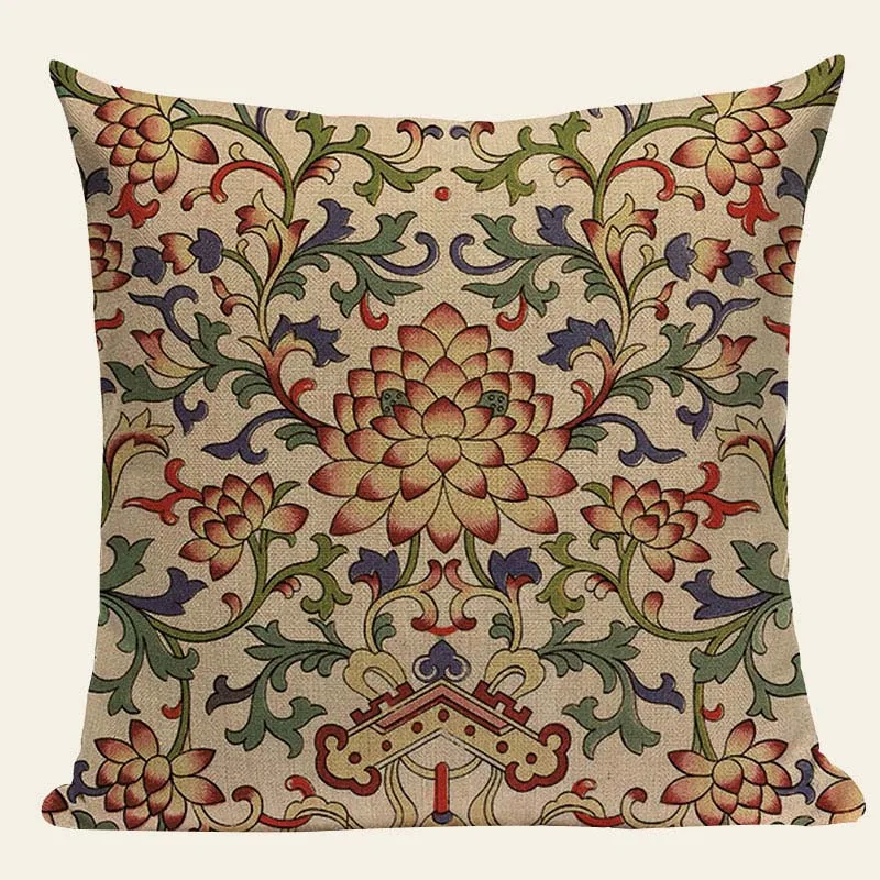 Винтаж деревенский декоративные Cushioncovers красочные подушки с принтом в китайском стиле Стиль льняная Подушка Чехол Диван Seat Обложка домашний декор на заказ - Цвет: 4836
