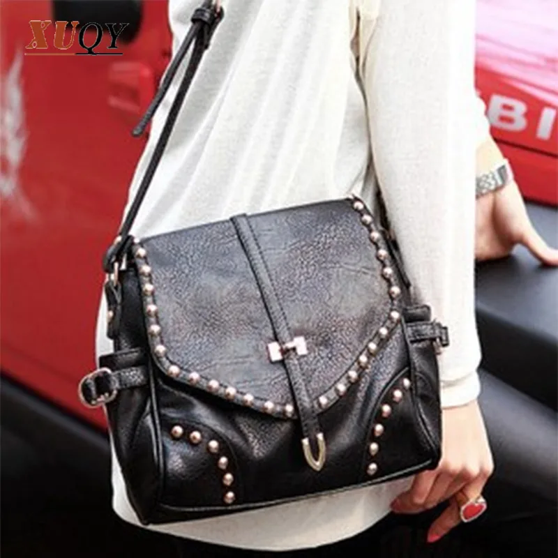 Бренд Новая Мода Crossbody Женщин Сумки Заклепки Старинные Классические сумки На