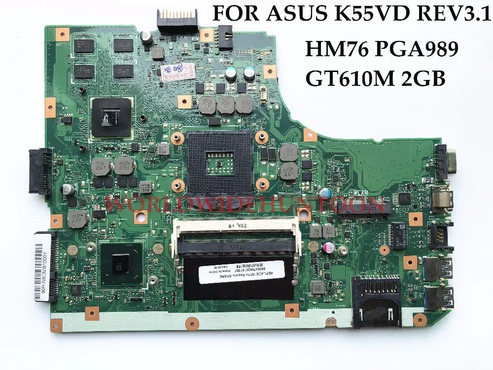 Материнская плата для ноутбука ASUS K55VD REV3.1 материнская HM76 PGA989 DDR3 GT610M 2 Гб 100%
