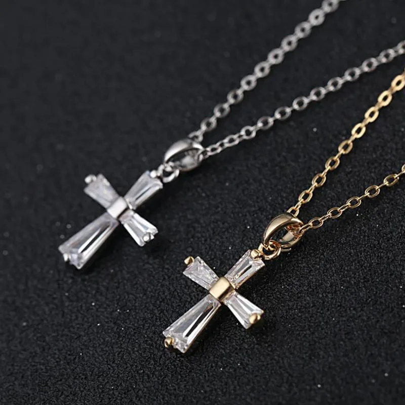 AAA Austrian crystal cross pendant necklace silver gold color wedding jewelry for woman fashion valentine's gifts | Украшения и