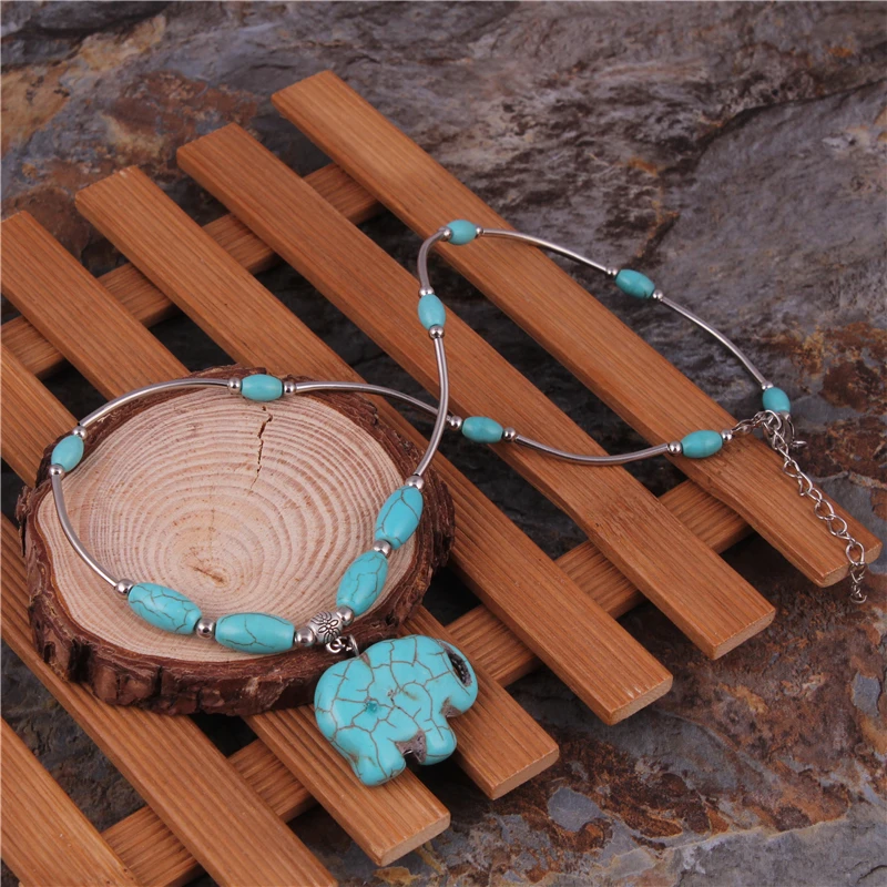 Женское Ожерелье из слона этническое цыганское серебряное с камнями|elephant pendant