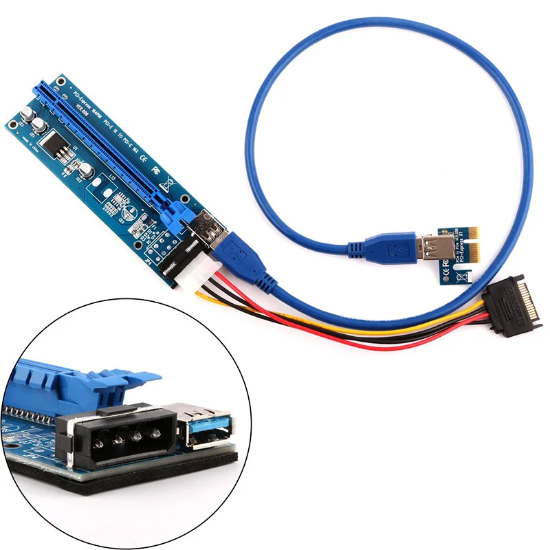 Ubit в наличии 6 шт./лот 1x до 16x Экспресс удлинитель Райзер карта USB 3 0 PCI e SATA 15pin 4Pin