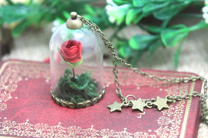 12pcs/lot The Little Prince Rose INSPIRED Necklace Glass Dome bronze tone chain Le Petit - fox charm | Украшения и аксессуары