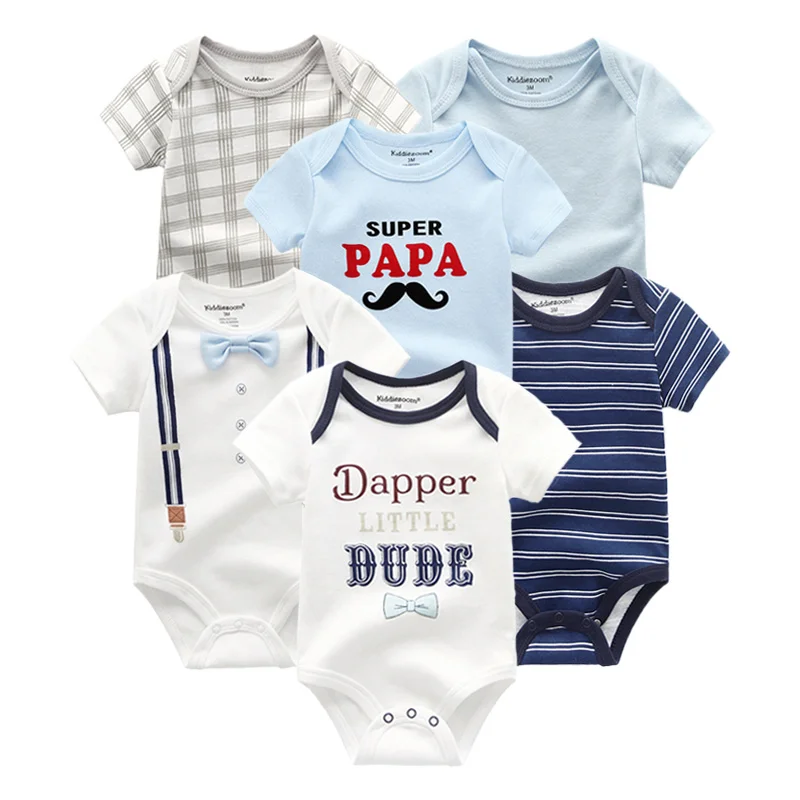 6 шт./лот хлопковые комбинезоны унисекс для новорожденных 0 12 месяцев детские