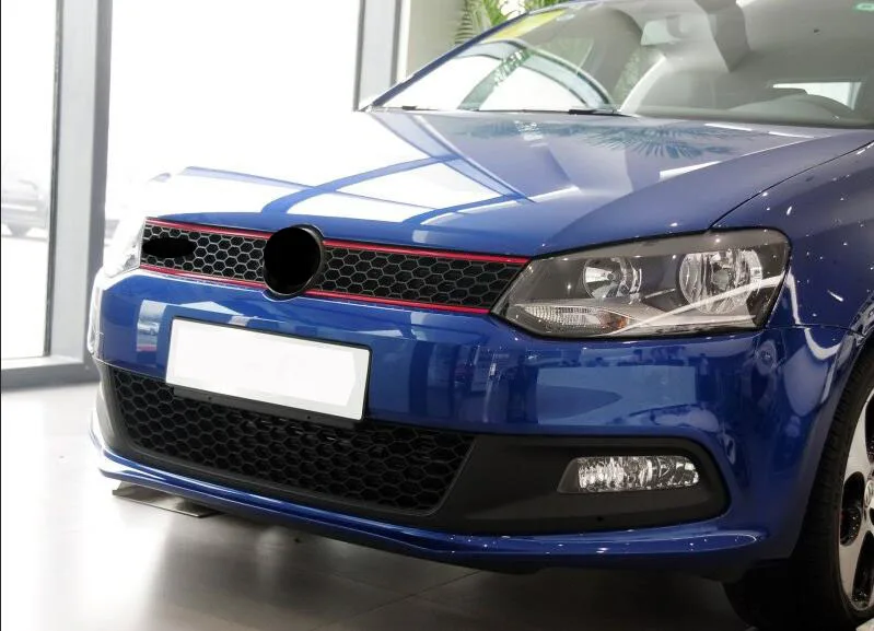 Центральная Спортивная решетка GTI дизайн черный мед гребень красная полоса для Фольксваген Поло 6R 2011-2013 ABS 1 шт