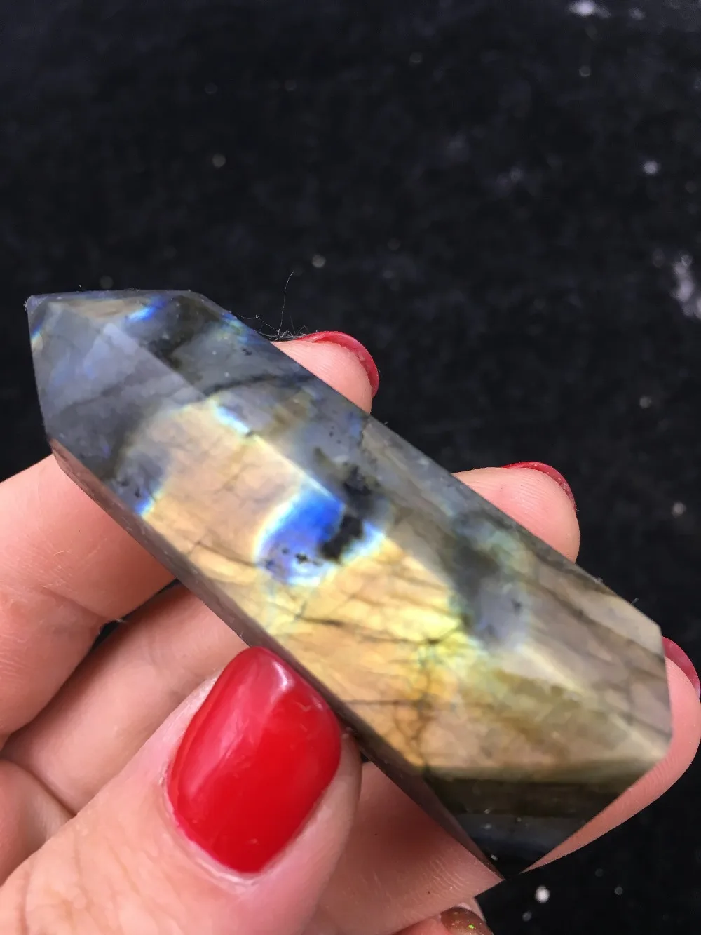 

40g Natural beautiful labradorite QUARTZ CRYSTAL WAND POINT HEALING