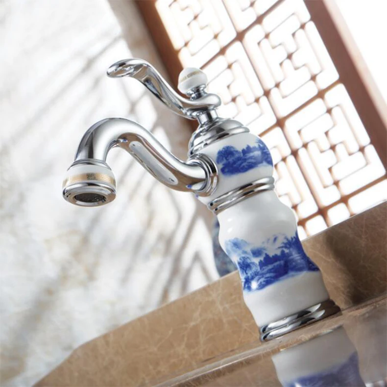 Новый фарфоровый и латунный смеситель хромированный для раковины в ванной