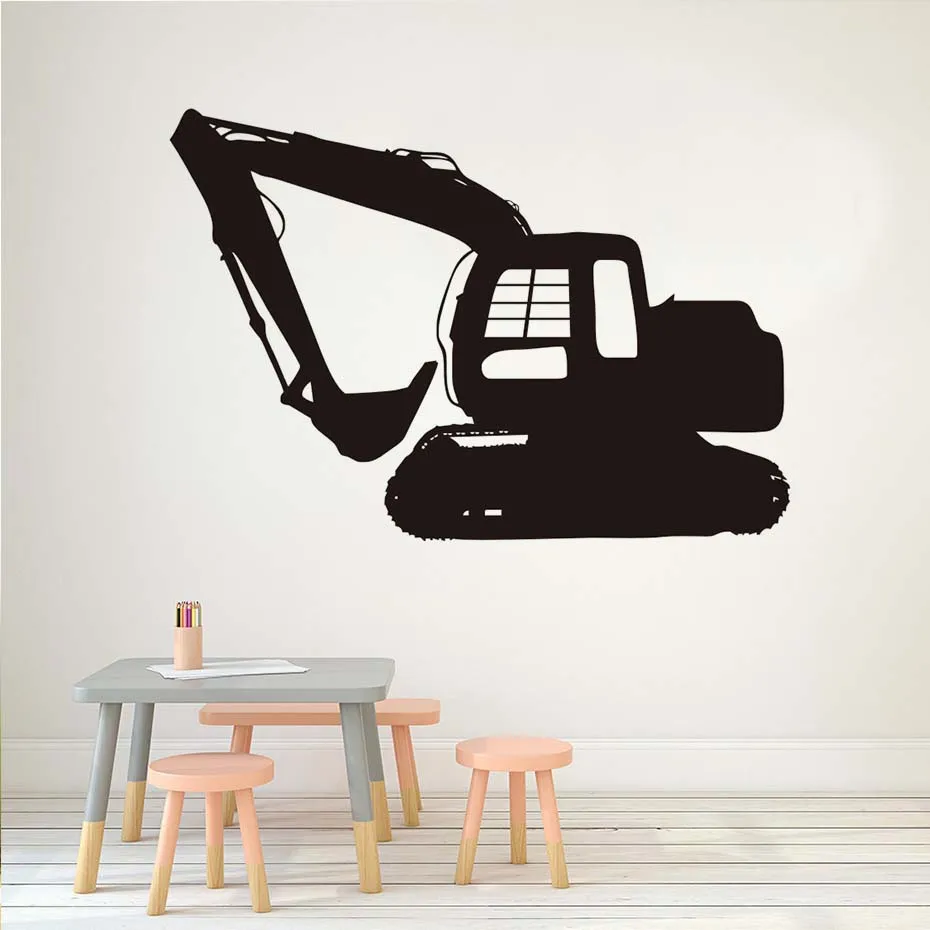 High Quality Personality Hot Sale Vinyl Wall Decal Cartoon Shut Down Digger Stickers kid Living Room black Decorative For Boys | Дом и сад