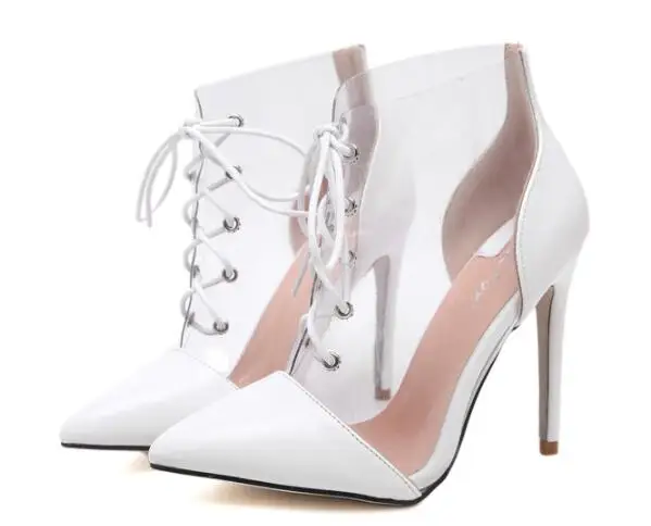 Прозрачные женские летние туфли из ПВХ zapatos mujer босоножки на шнуровке гладиаторы