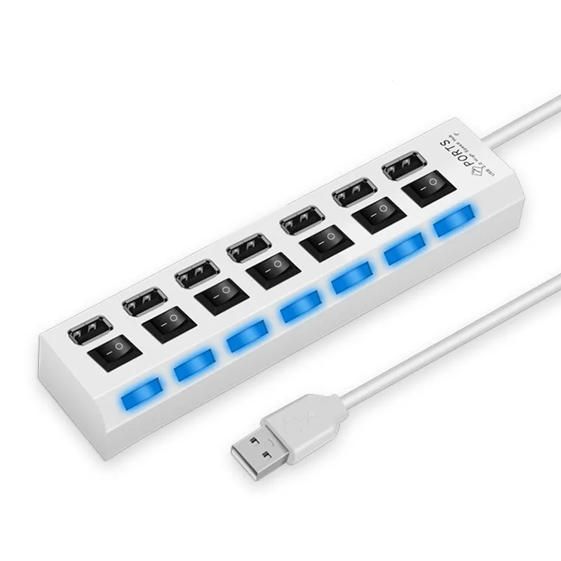 Usb-хаб 2,0 Супер скорость 480 Мбит/с 4/7 порты Портативный Micro USB 2,0 HAB сплиттер со светодиодный лампой для ноутбуков ПК планшет USB 2,0 концентратор