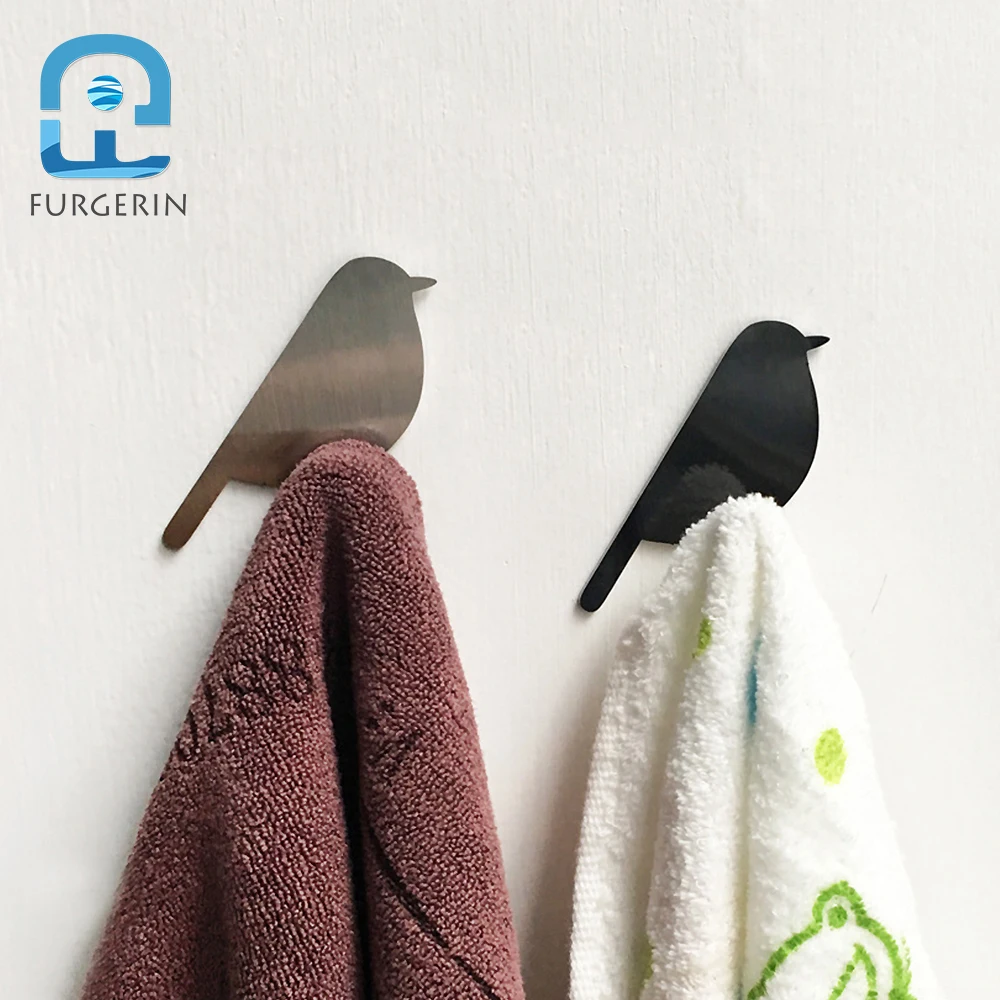 FURGERIN 2 шт. держатель для ключей настенный крючок для одежды для ванной комнаты вешалка для двери из нержавеющей стали полотенце птица дверной крючок Вешалка для ключей настенные крючки