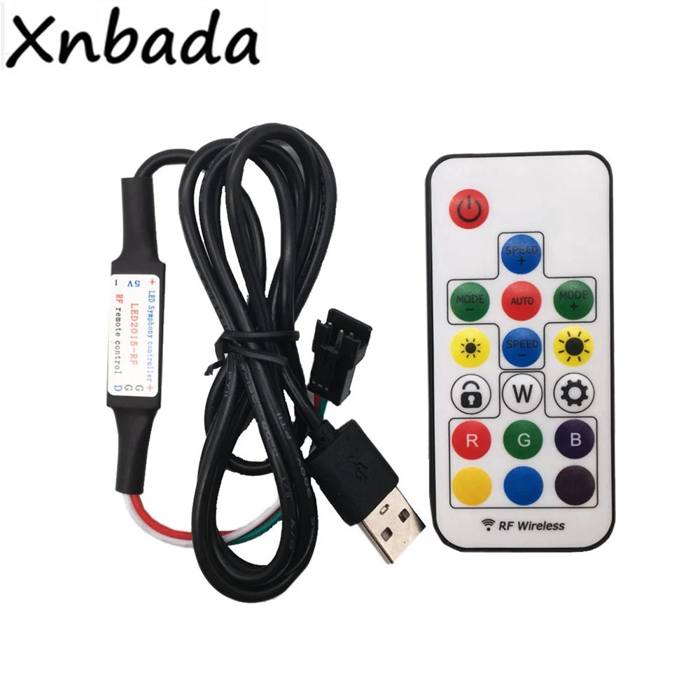 5 в 17Key RGB Led пульт дистанционного управления с USB Led Беспроводной RF Led контроллер для WS2812B SK6812 RGB волшебный цветной светодиодный светильник