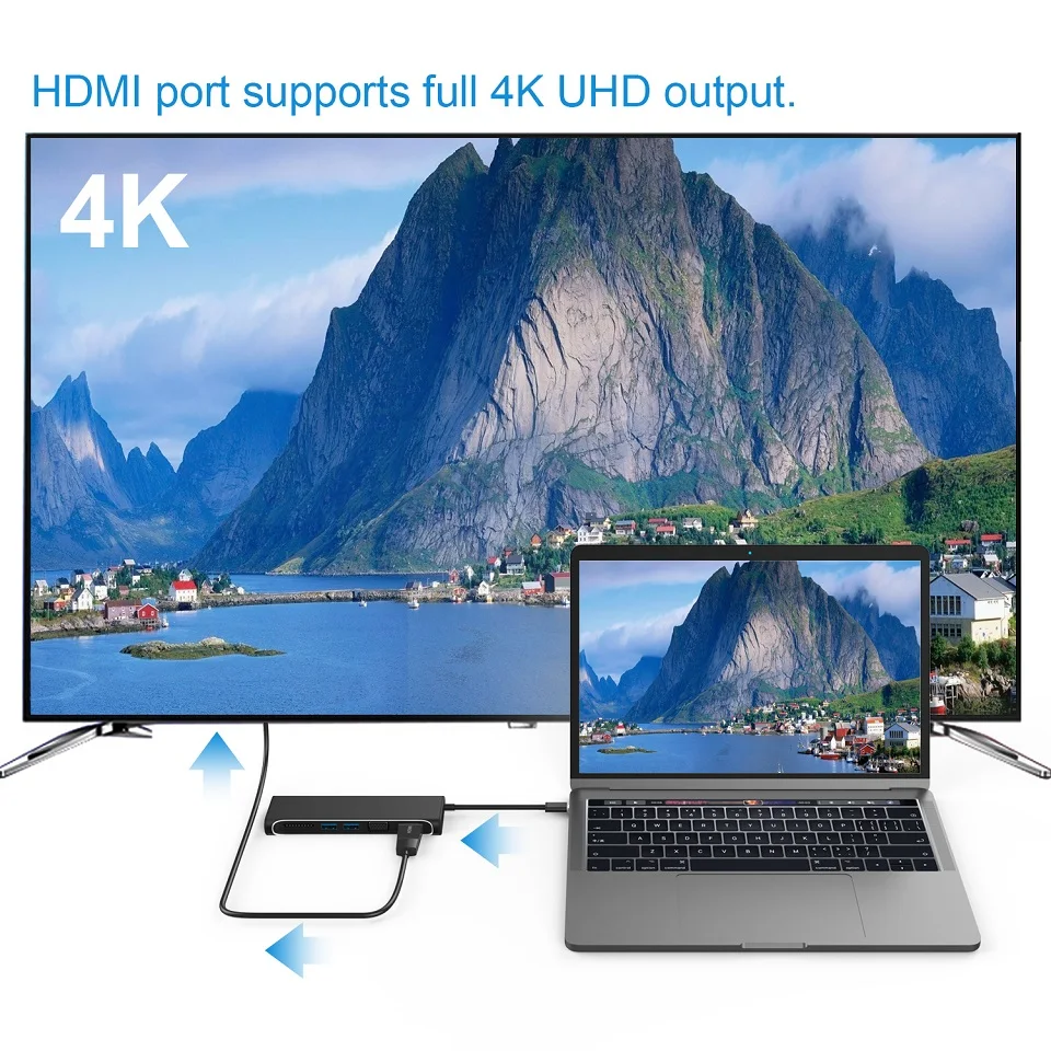 USB C концентратор к HDMI 4K VGA 1080P с SD кардридером Type-C 3 0 Thunderbolt адаптер для Macbook Samsung Type