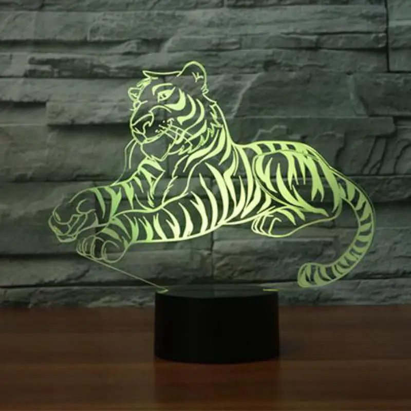 Тигр, лошадь, волк, собака, животное, 3d Светодиодная лампа, 7 цветов, изменение, с фабрики, настольные лампы для гостиной, настольная лампа - Цвет абажура: 7 color change