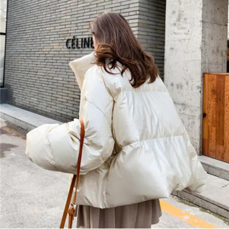 Новинка 2019 однотонная короткая женская куртка-пуховик для зимы с