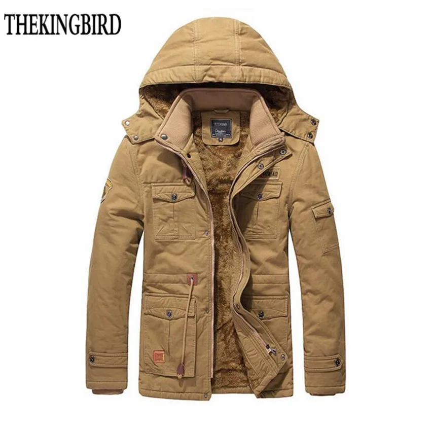 Мужская зимняя куртка в стиле милитари новая однотонная бархатная европейском