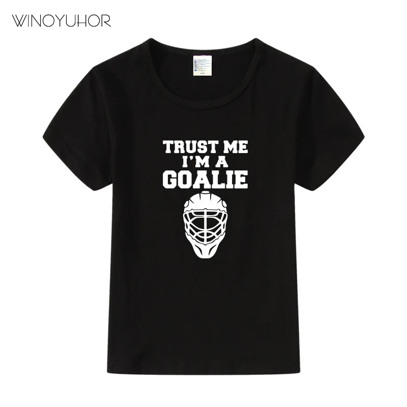 Футболка детская с забавным принтом надпись Trust Me I'm A Goalie рубашка для мальчиков