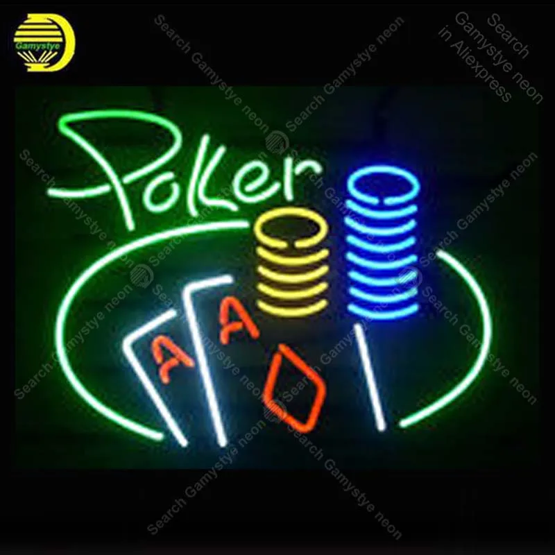Зеленая неоновая светильник вывеска для покера Cursive неоновые вывески лампы