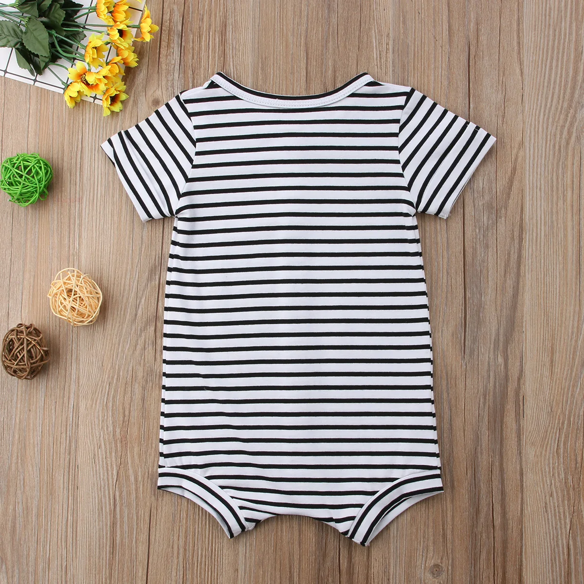 

Summer Newborn Baby Striped Romper Infant Boys Girls Short Sleeve Button Jumpsuit Unisex Toddle Cotton Casual Outfits