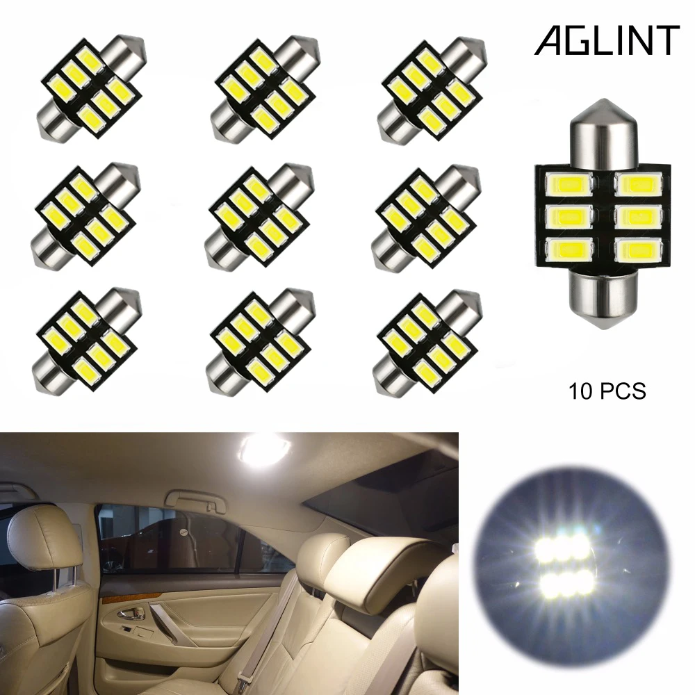 СВЕТОДИОДНАЯ Гирлянда AGLINT 10 шт. C5W 31 мм DE3175 светодиодные лампы 5730SMD 6 светодиодов
