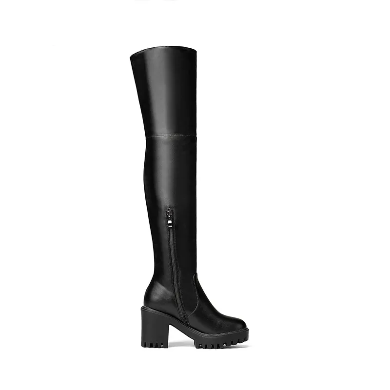 MEMUNIA Newest thigh high boots women round toe autumn high heels platform over knee boots slim sexy long shoes
