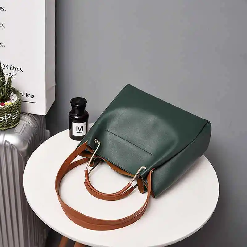 Модная женская сумка на плечо из искусственной кожи в простом стиле