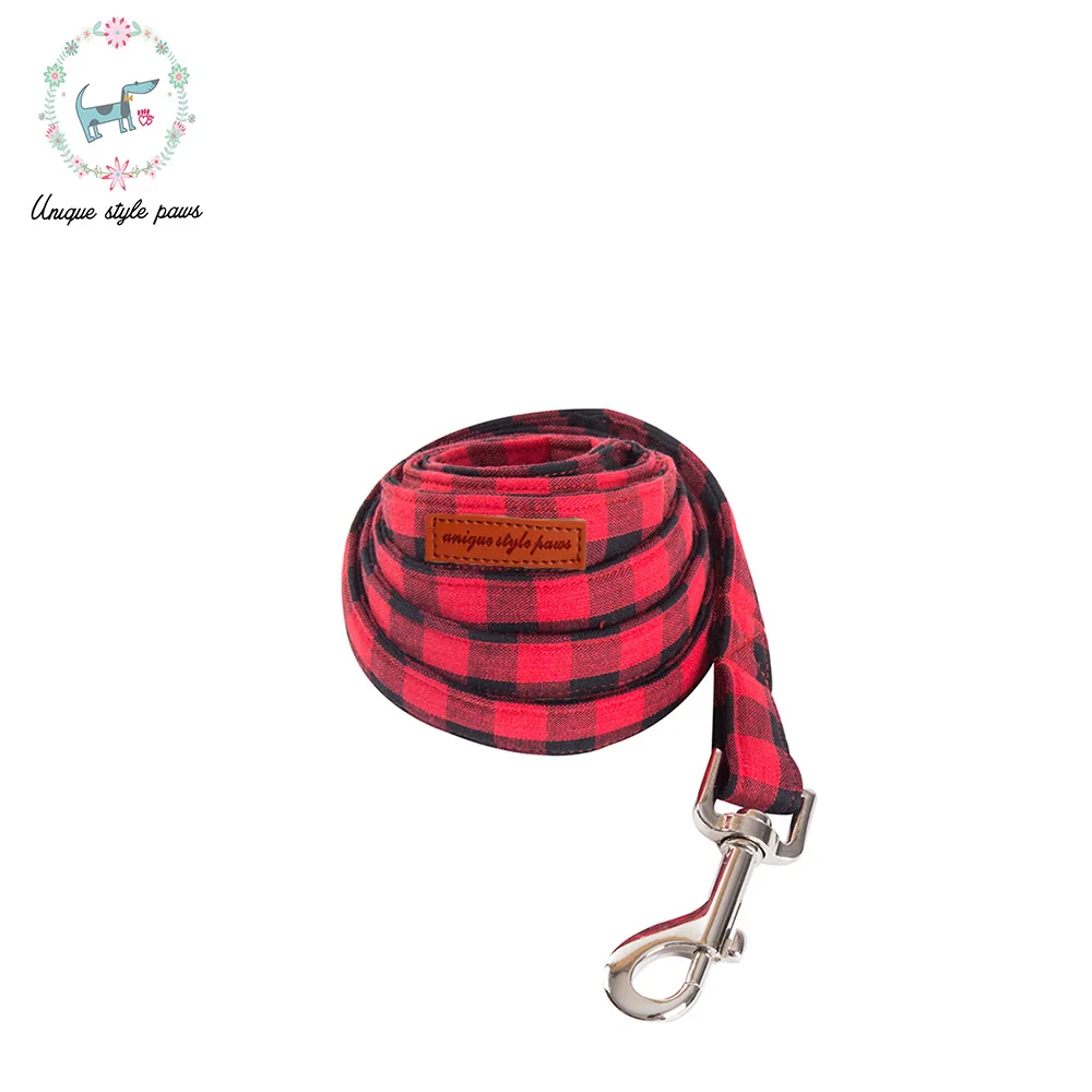 leash Рождество черный красный плед мода шаблон Регулируемый воротник и поводок набор для собаки и кошки - Цвет: leash