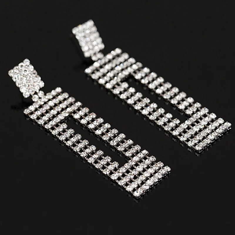 Модные Классические серьги Стразы серебряного цвета оптовая продажа