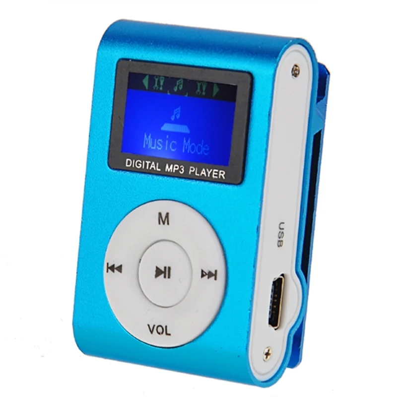 Модный мини MP3 плеер с зажимом USB ЖК экран поддержка Micro SD 32 ГБ может