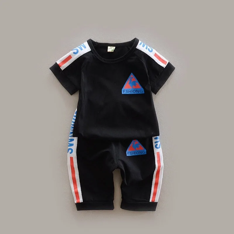 Fashion kids clothes summer new boys clothing sets 2019 children fashion cotton tees+shorts 2pcs outfits for 1-7Y |