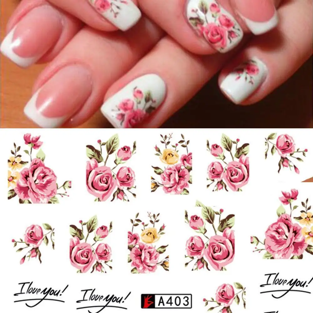 1 шт. DIY водные переводные наклейки для ногтей розовые розы украшения фольга