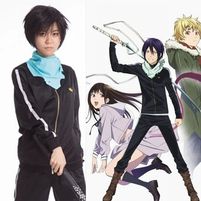 (Пальто + брюки шарф) Noragami Yato Косплей Аниме Трикотажный костюм спортивная