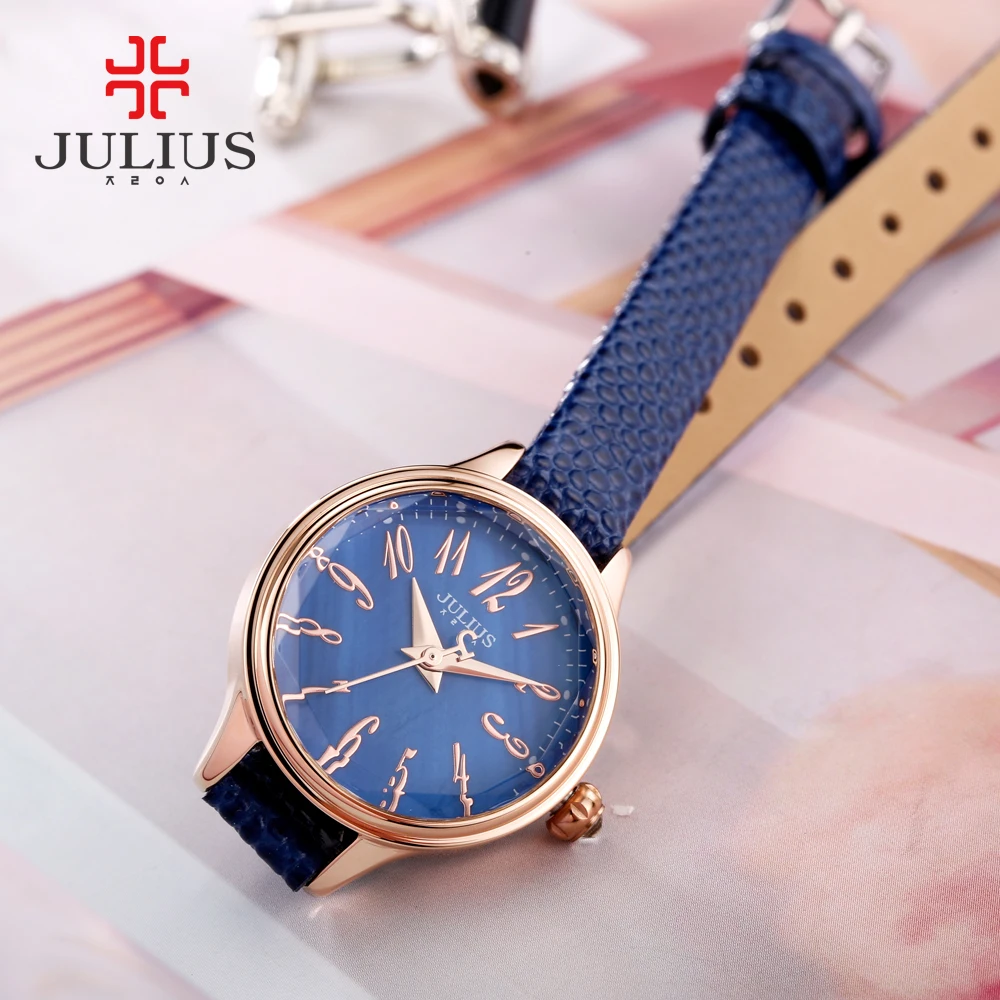 JULIUS JA 932 Новинка зимы крокодил из натуральной кожи ремешок розового золота часы